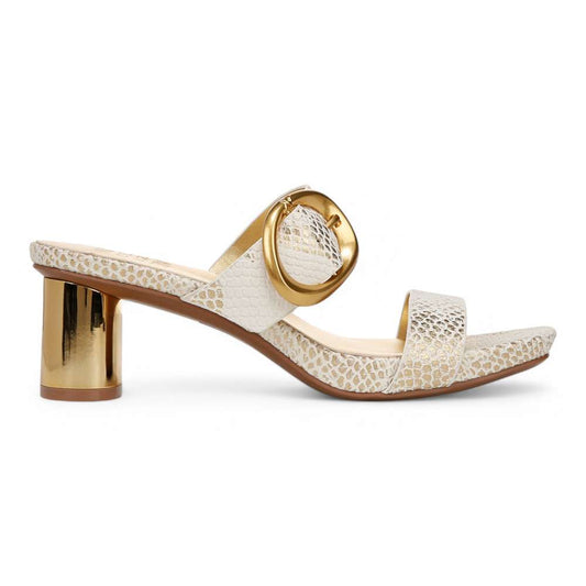 Ida Dress Sandal - White/Gold Snake
