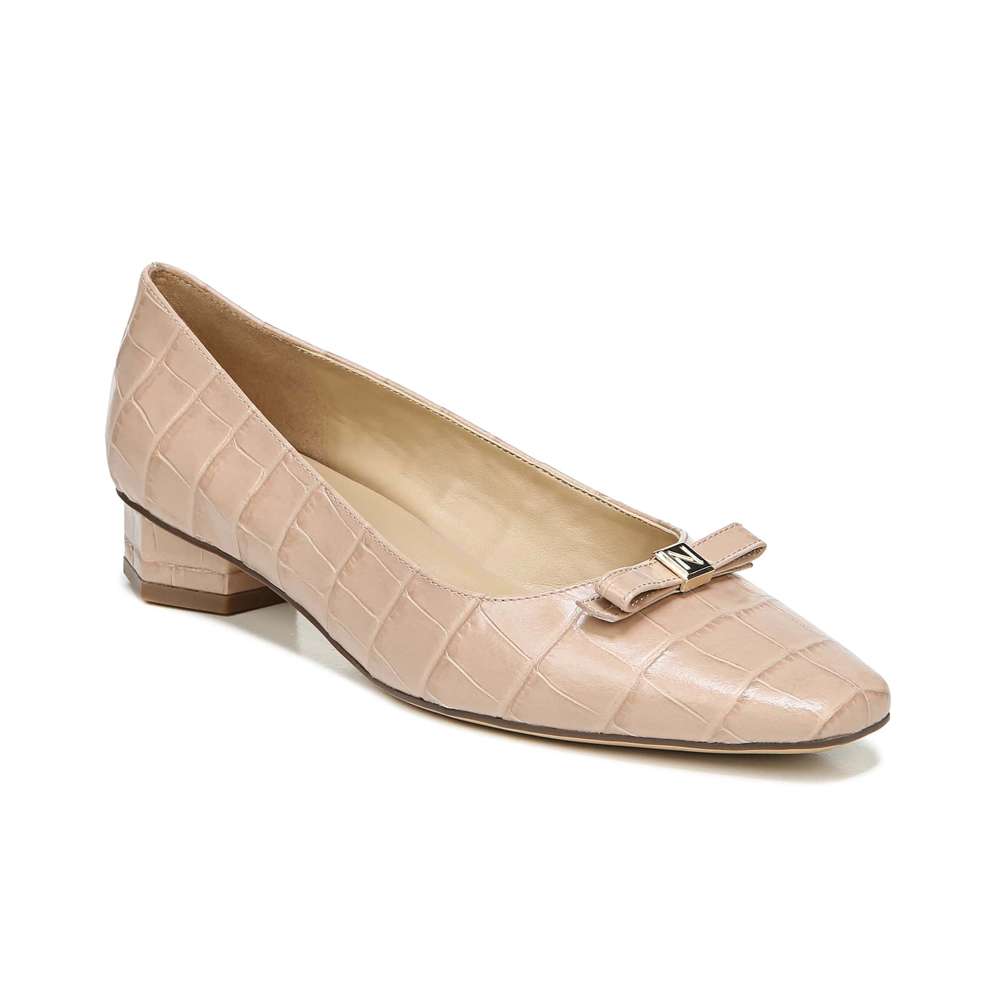 Flavia Block Heel - Barely Nude Croc