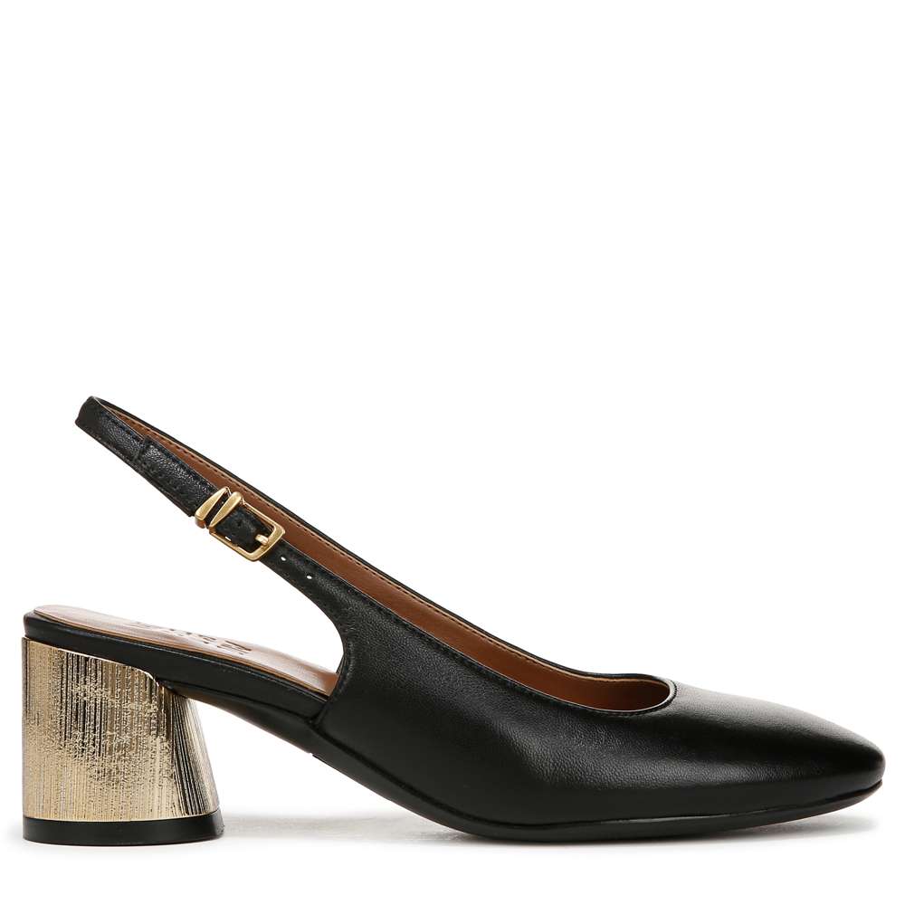 Lane Slingback Pump - Black Leather