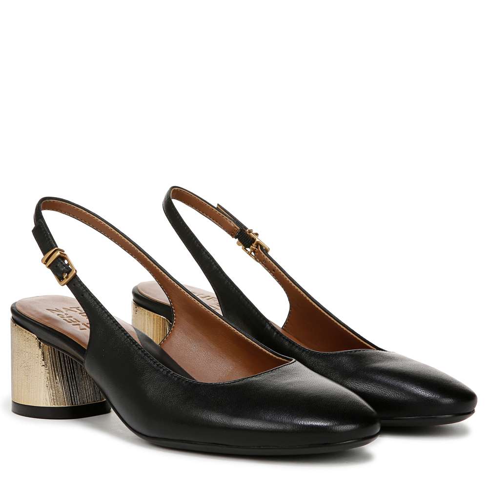 Lane Slingback Pump - Black Leather